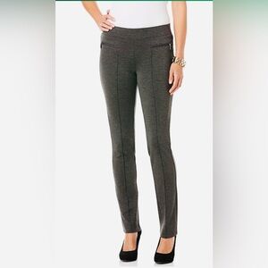 Rafaella Ponte Knit Slim Leg Pant Comfort Fit in Charcoal Gray